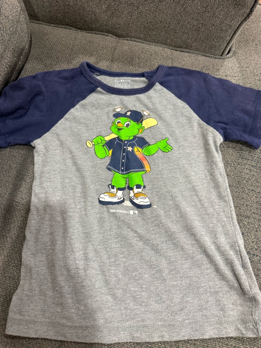Genuine Merchandise Gray & Navy Raglan Tee with Houston Astros Orbit Mascot